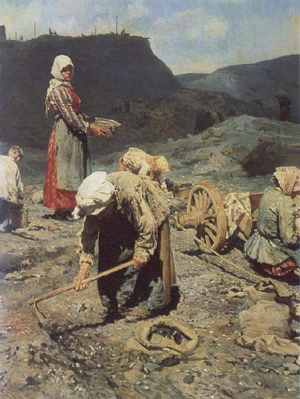 Nikolai Kasatkin Poor People Collecting Coal in an Abandoned Pit Spain oil painting art